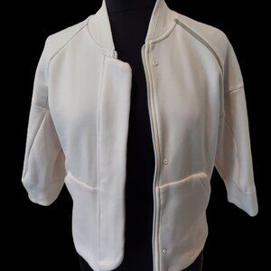 Adidas ZNE Trans TT Loose Fit Knit White Bomber Jacket SZ S Polyester